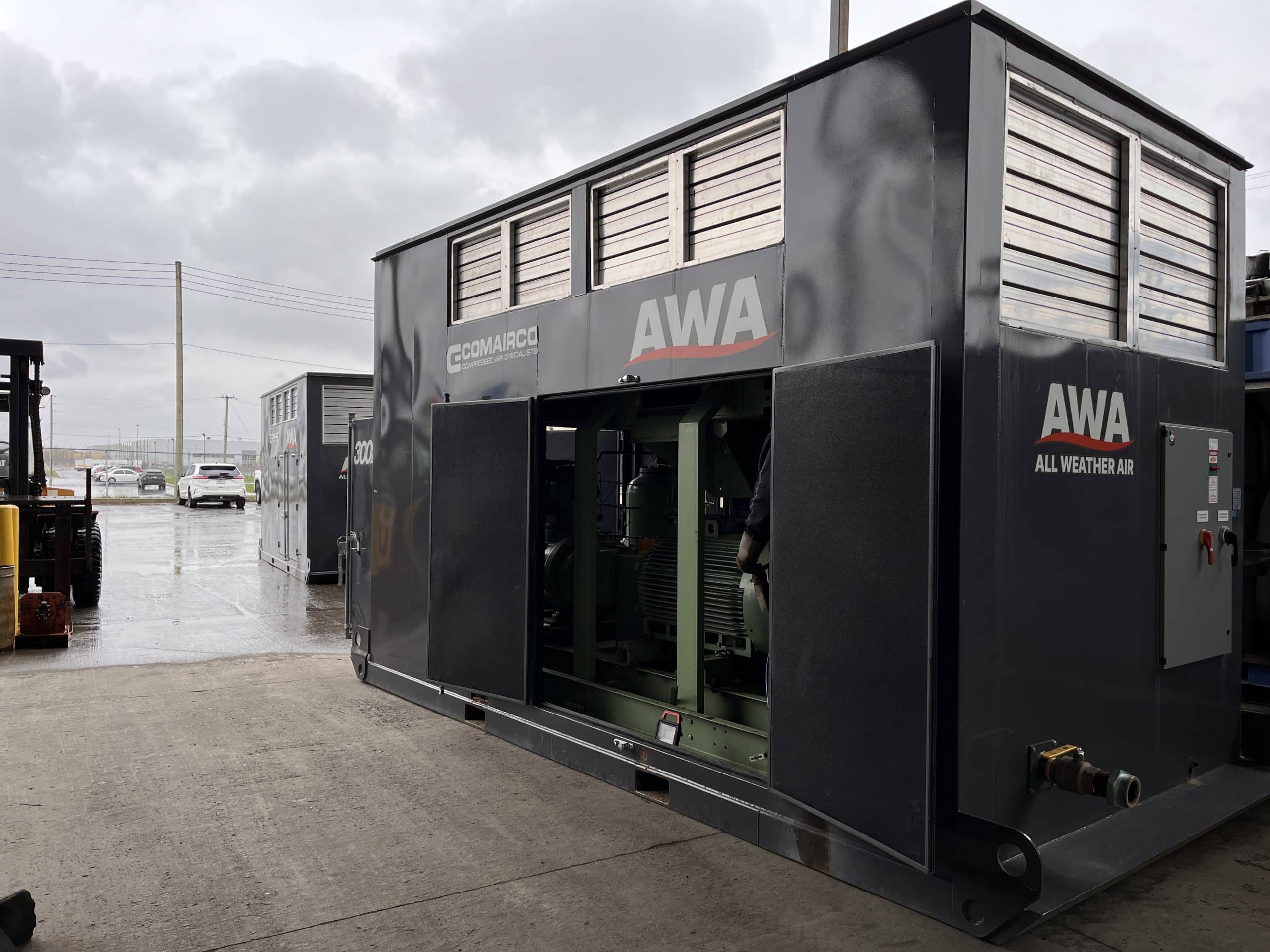 Station d'air comprimé extérieure AWA 300 HP usagée à vendre | Comairco