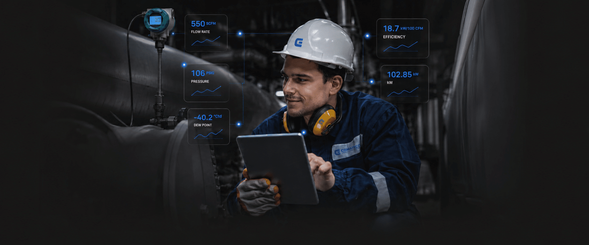 Employee air audit industrial air compressors